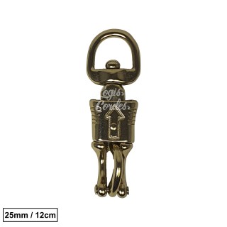 Mousqueton Acier Doré / Golden 25mm/12cm panique oeil tournant