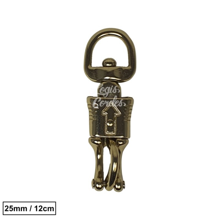 Mousqueton Acier Doré / Golden 25mm/12cm panique oeil tournant