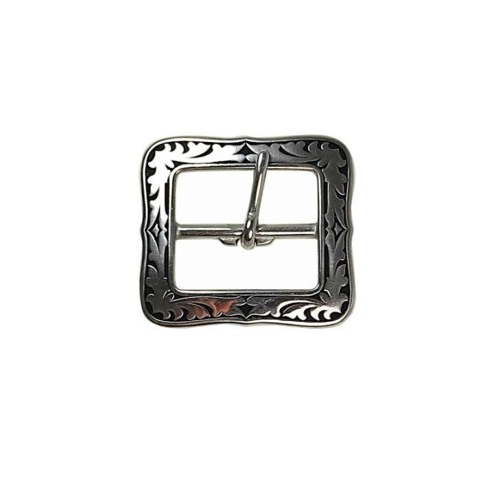 gun belt vertical floral buckle w/ black patina