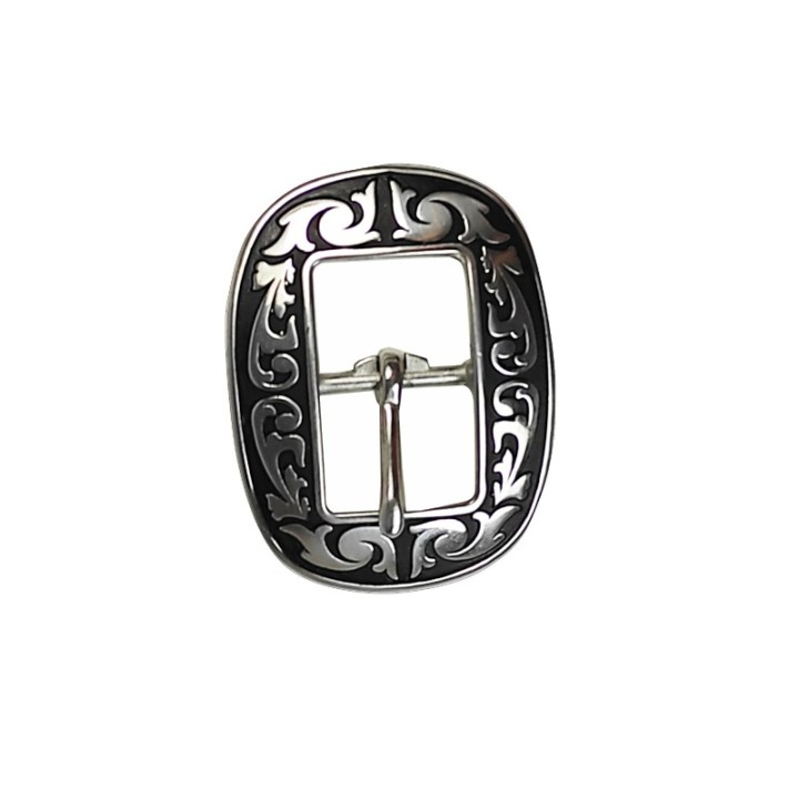 floral Centerbar Buckle w/ black patina