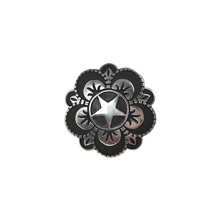 Concho striking floral avec passant et patine noire