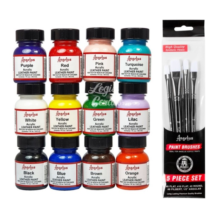Angelus Kit 12 couleurs et  Pinceaux