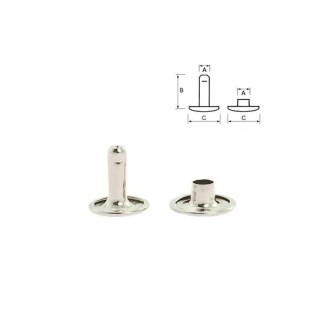Tubular rivet with double cap Nickel-plated steel