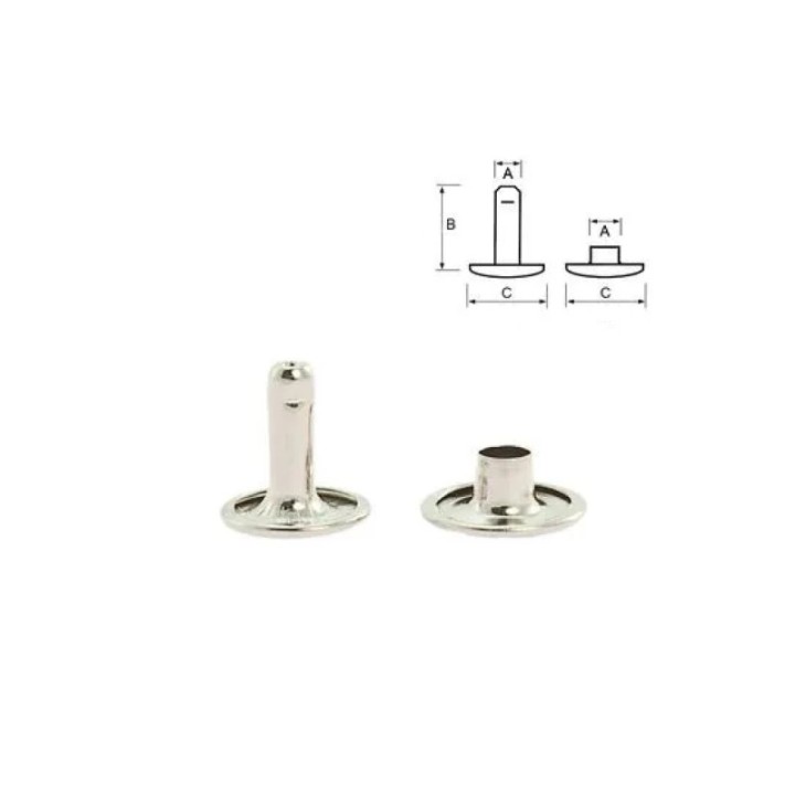 Tubular rivet with double cap Nickel-plated steel