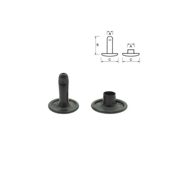 Tubular rivet with double cap black