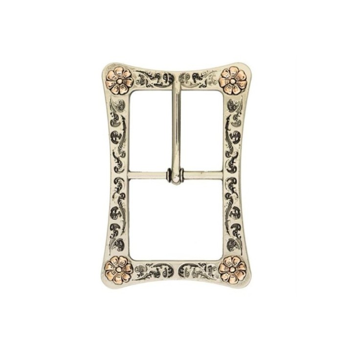 Corner Flower Buckle Old Silver with Copper