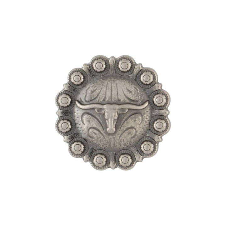 Round Longhorn Berry Concho antique nickel