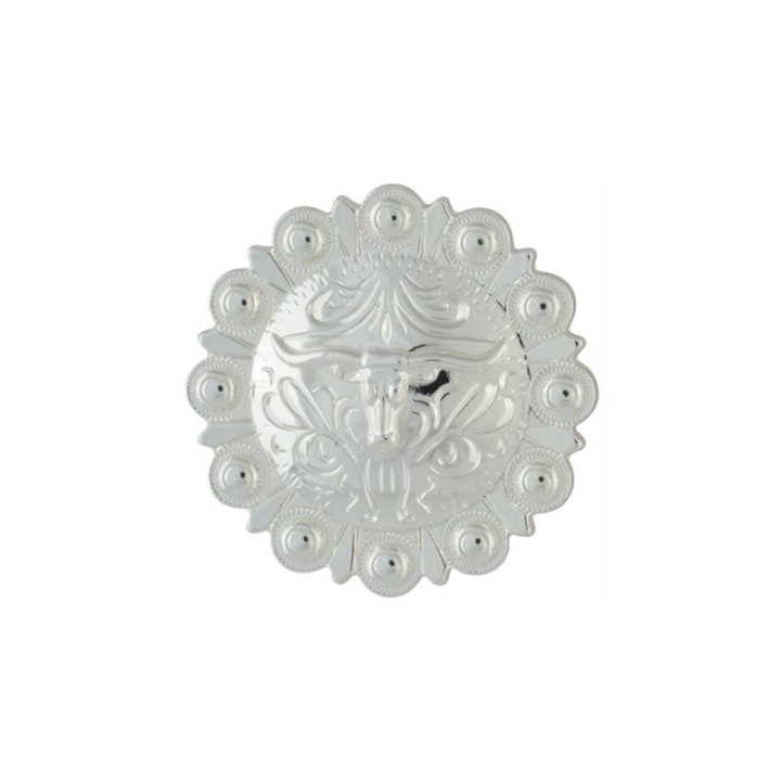 Concho rond Longhorn Berry plaqué argent