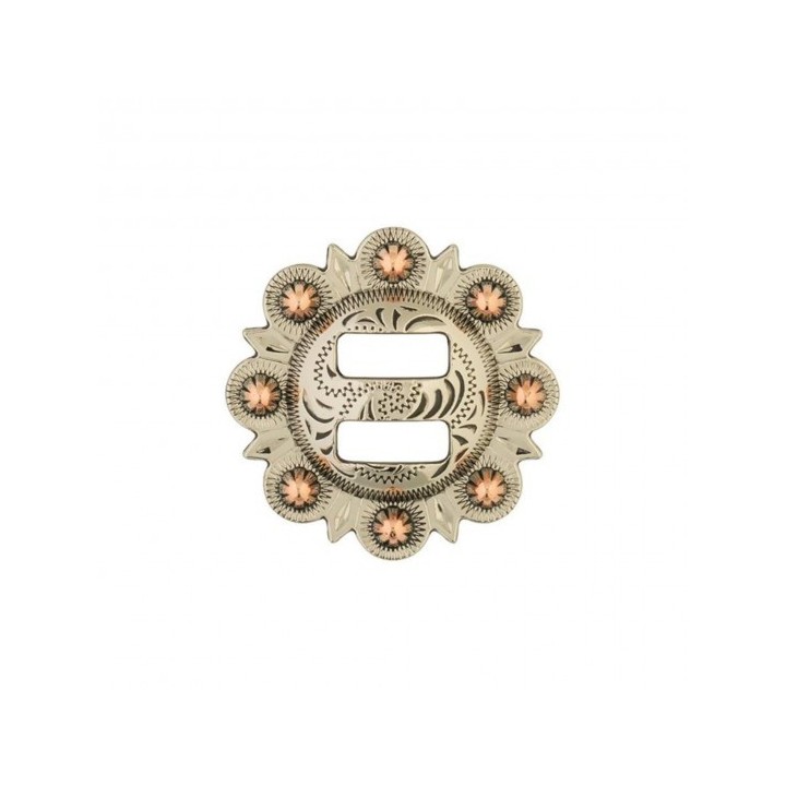 Berry Concho with Slots Old Silver with Copper