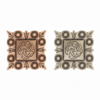 Square Berry Concho with Post antique copper