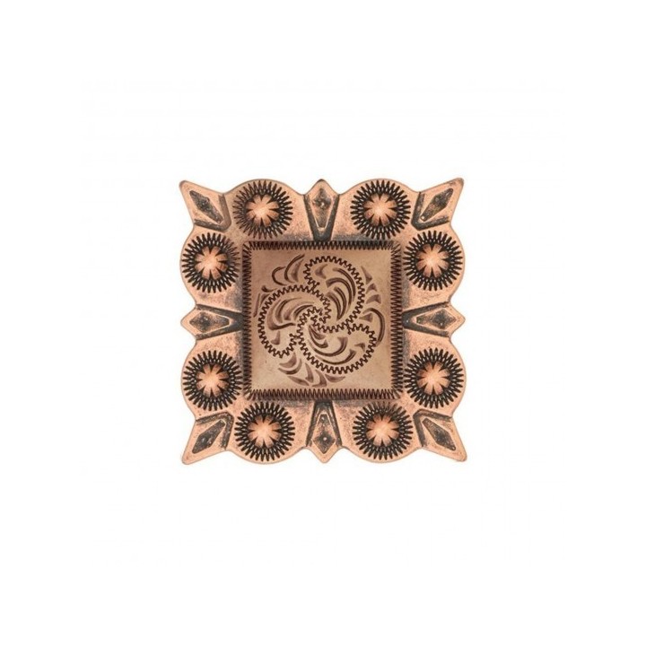 Square Berry Concho with Post antique copper